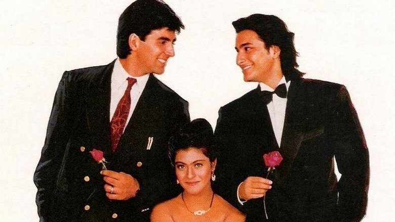 A moment of quiet tension between the three leads, their expressions caught between longing and restraint