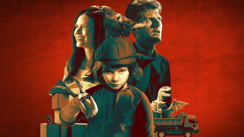 Gary and Lucas share an uneasy moment in a dimly lit room, the boy’s shadow stretching unnaturally across the wall.