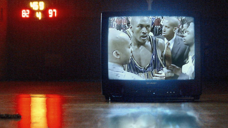 The Palace of Auburn Hills arena, bathed in pre-game lights, moments before the brawl erupts