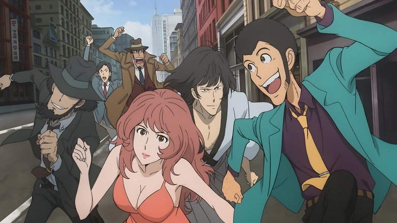 A classic, sharp-edged depiction of Lupin III against a stark background