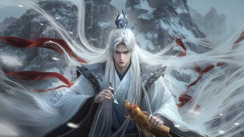 Wang Lin surveying a desolate landscape