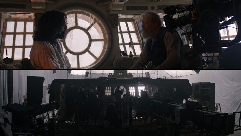 The laboratory set being prepared for filming