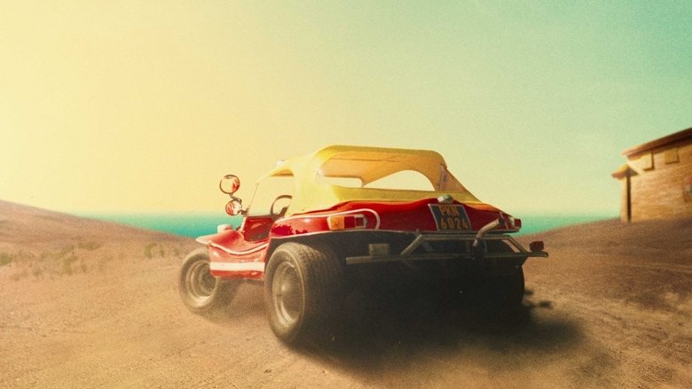 Two brothers stand in front of a dune buggy, their expressions a mix of exasperation and reluctant determination.