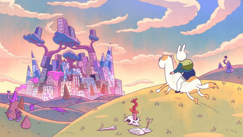 Fionna, Cake, and Simon in a bizarre magical landscape