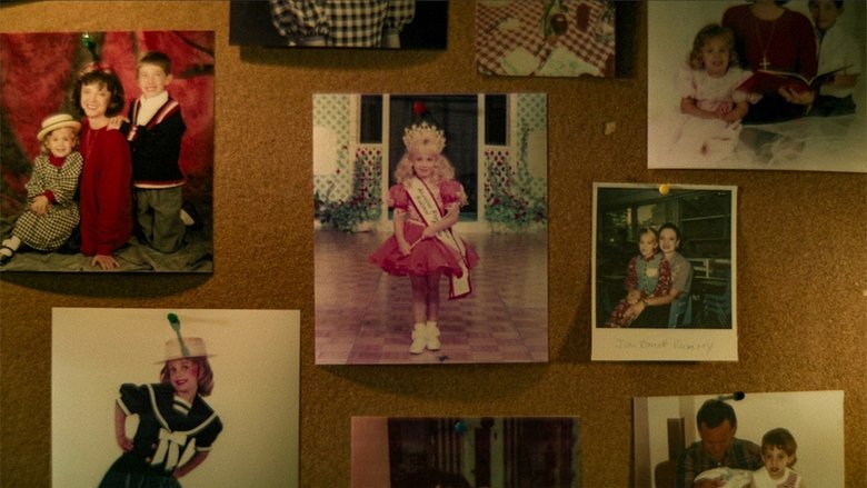 A grainy, 1990s-era photograph of JonBenét Ramsey in a pageant dress, her face blurred by time and overexposure