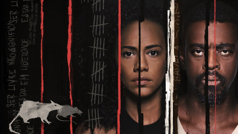 A dimly lit prison cell, its bars casting long shadows across the concrete floor. Two figures sit in silence, the weight of unspoken loyalty hanging between them.