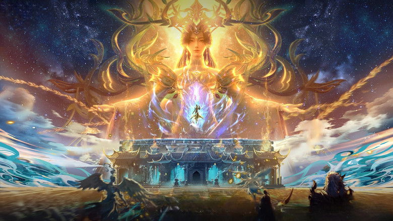 Shi Hao standing before a glowing mystical structure