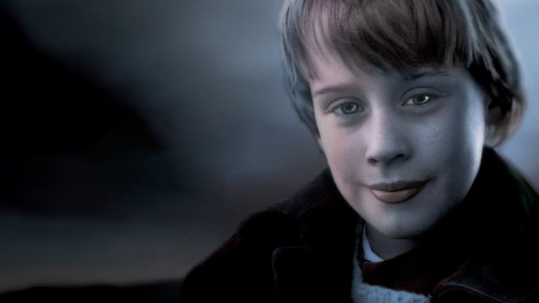 A dimly lit hallway, the camera angled down to emphasize the height difference between the two boys, one shadowed, one illuminated.
