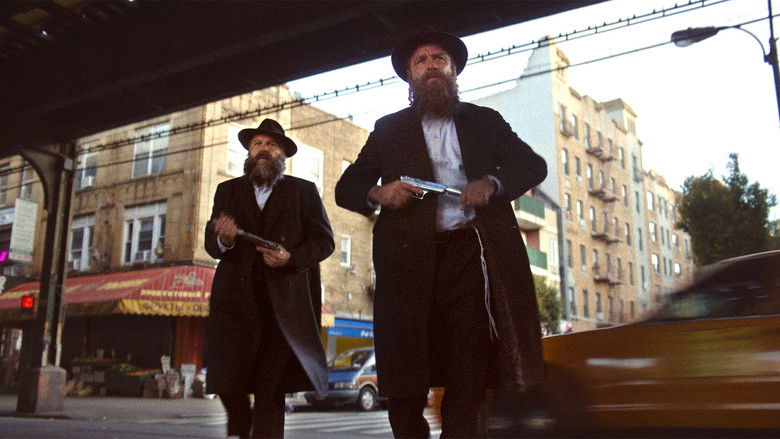 Hank navigating the neon-lit streets of 1990s New York