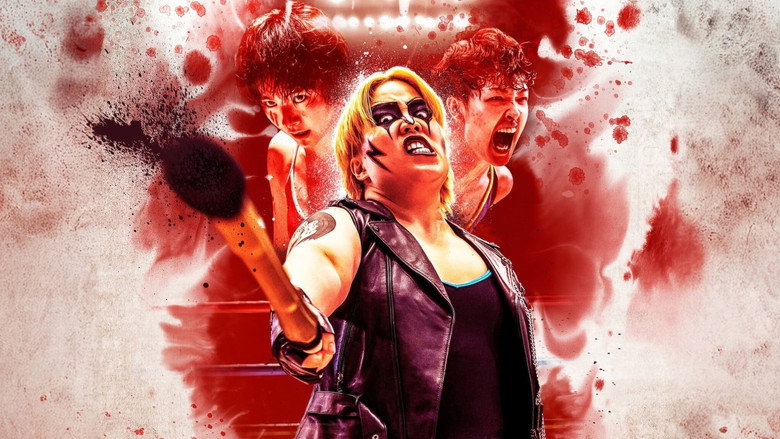 A dimly lit wrestling ring, ropes sagging under the weight of a match already fought, the canvas stained with sweat and something darker—maybe blood, maybe just the residue of performance.