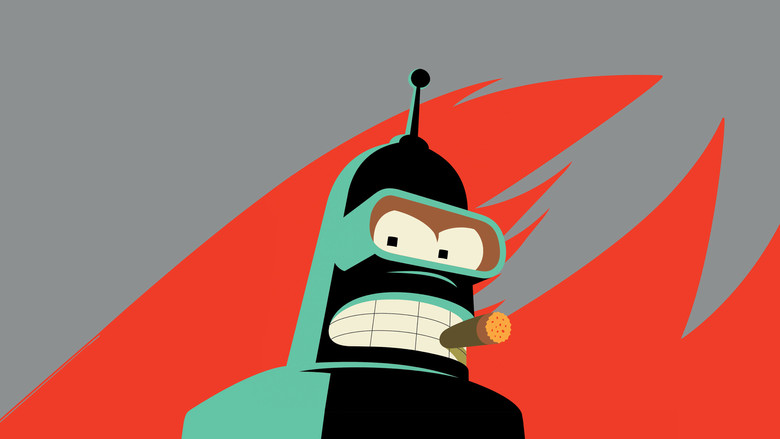 The vast, colorful expanse of outer space seen from the Planet Express ship