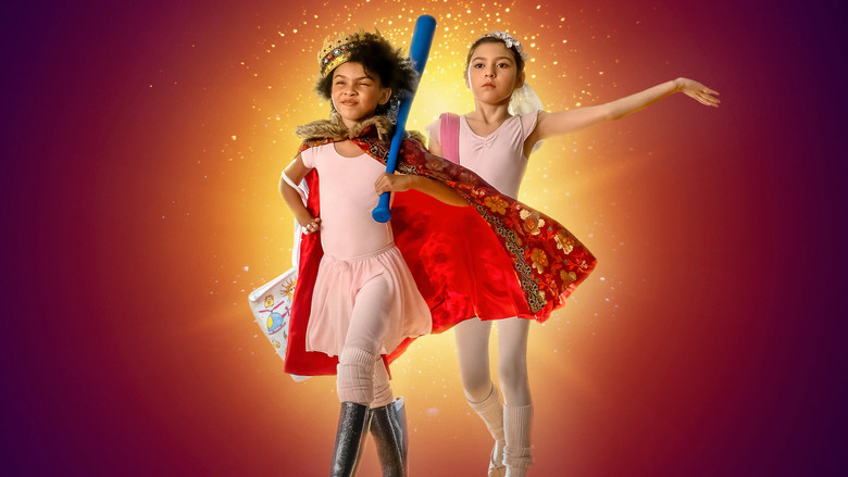 Two girls in ballet class, looking skeptical as they watch other children dance