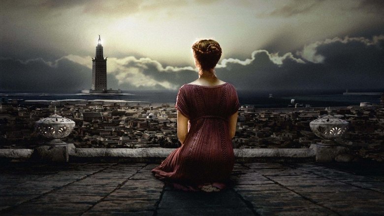 The Library of Alexandria stands as a beacon of knowledge, its columns and scrolls bathed in golden light