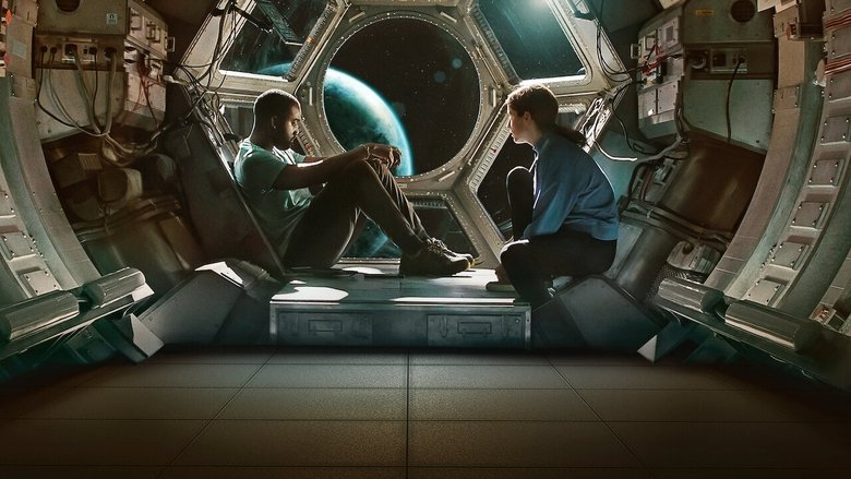 The crew huddles in the spacecraft's narrow corridor, their faces lit by the cold glow of emergency lights.