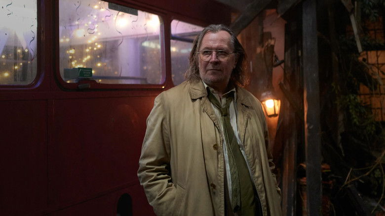 A tense standoff in a neon-lit London street at night