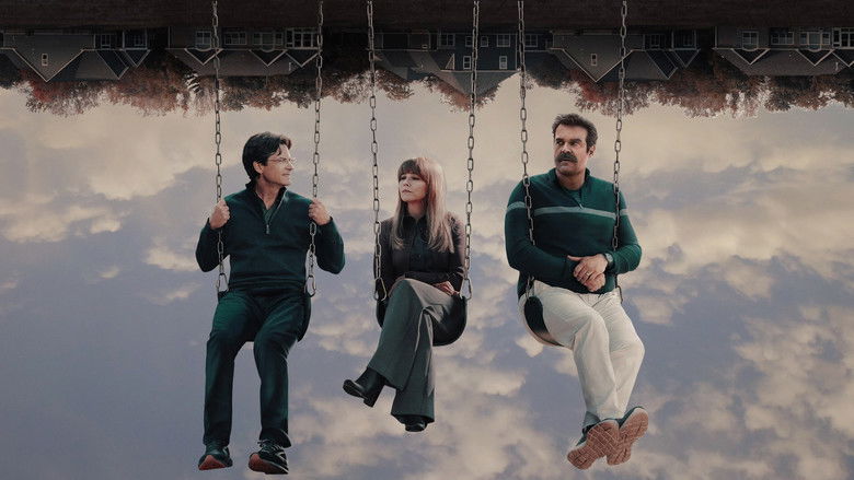 A muted, desaturated shot of a St. Louis suburban living room, cluttered with half-finished wine glasses and cold takeout boxes.