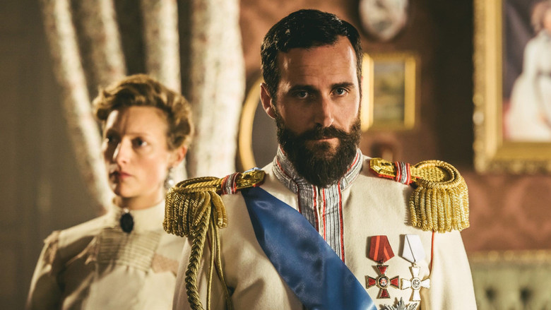 Nicholas II in a dimly lit palace corridor, his expression caught between exhaustion and resignation
