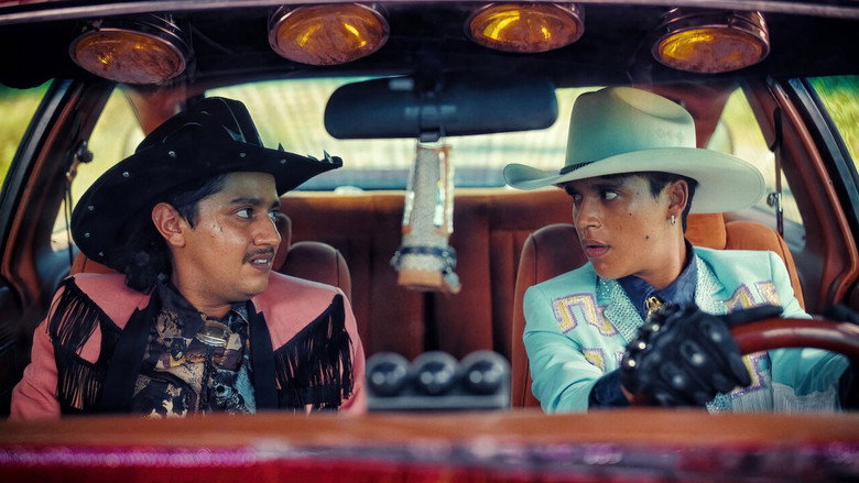 The brothers' car, a relic of their father's past, parked against the candy-colored backdrop of Bahía Colorada