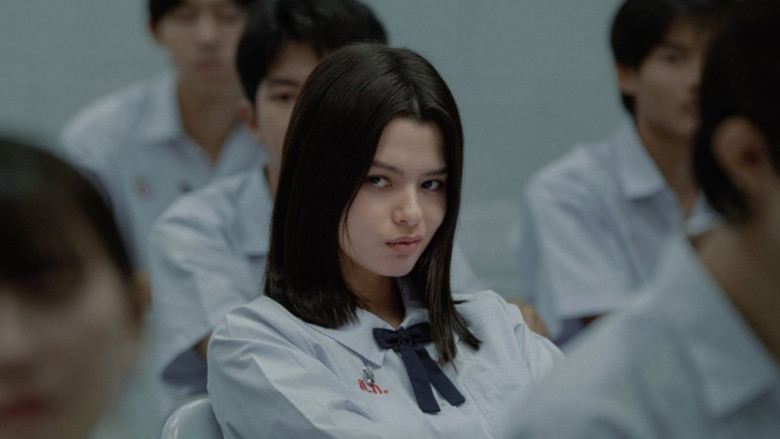 A close-up of a shattered mirror, reflecting the distorted face of a student