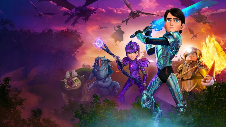 The Guardians of Arcadia stand together against the looming shadow of the Titans, their expressions a mix of determination and fear.