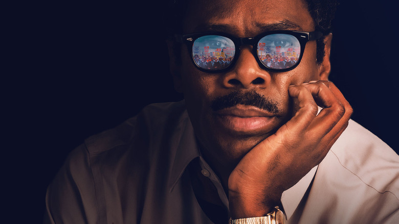 Colman Domingo as Bayard Rustin, standing in a crowded office, his face lit with determination as he gestures to a map of the March on Washington
