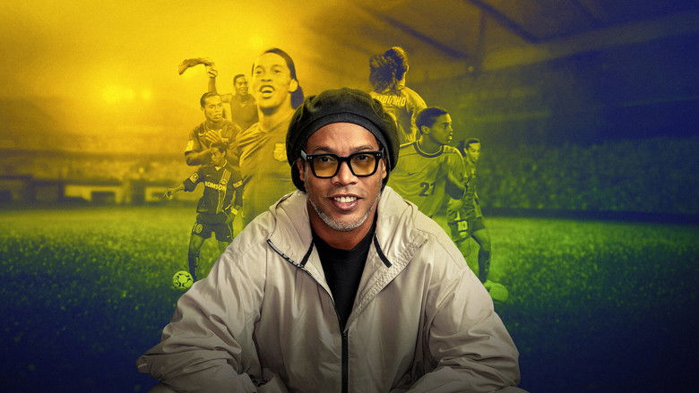 A young Ronaldinho in a Grêmio jersey, mid-dribble, his face alight with that signature grin