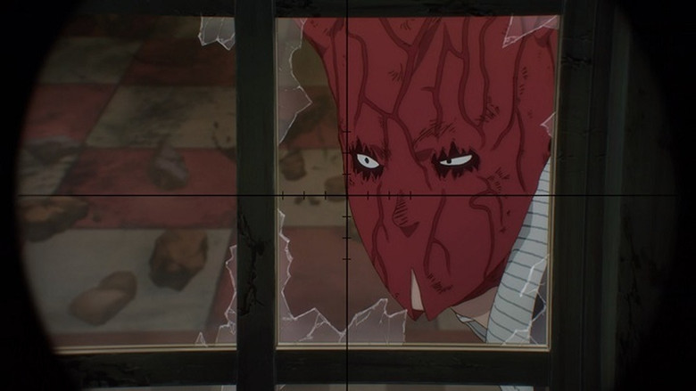 Nikaido and Caiman enjoying a meal in their restaurant, a moment of calm amidst the chaos.