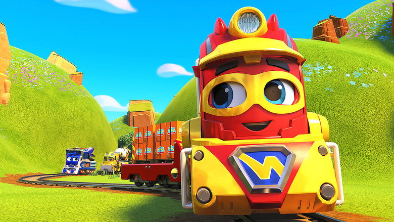 A bustling Tracksville station, where trains and kids prepare for another mission
