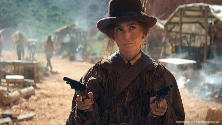 A tense standoff in a dusty, sun-drenched street