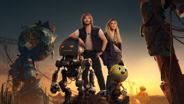 Millie Bobby Brown navigating the dusty, forgotten roads with her robot companion