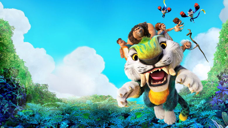 The Croods and Bettermans facing off against a bizarre, colorful threat.