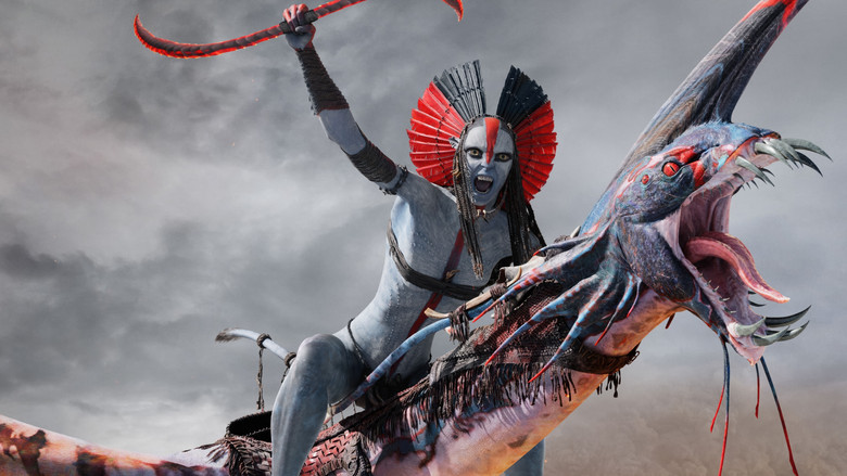 Neytiri holding her bow, eyes full of sorrow and rage