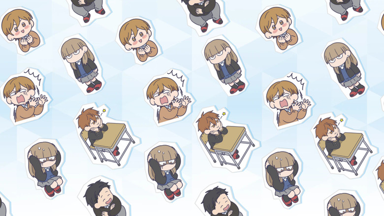 The three schoolmates attempting to engage Koyuki while she eats lunch in isolation