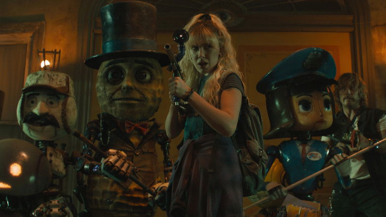 A moment of quiet connection between the characters amidst the industrial decay