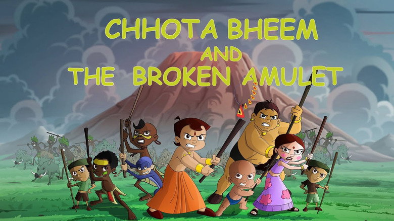 A still from the film showing Chhota Bheem and his friends standing together, their faces determined against a vibrant, cartoonish backdrop.