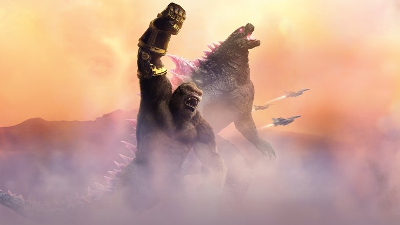 Godzilla and Kong roaring together in a neon-lit landscape