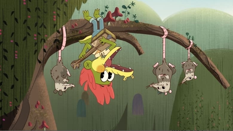 Arlo stands alone in a misty swamp, his gator tail coiled around a cypress root, singing to the fireflies.