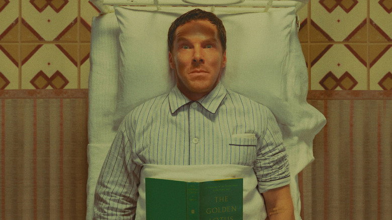 Benedict Cumberbatch as Harry Pope, his face half-lit in the dim glow of a bedside lamp, eyes wide with terror