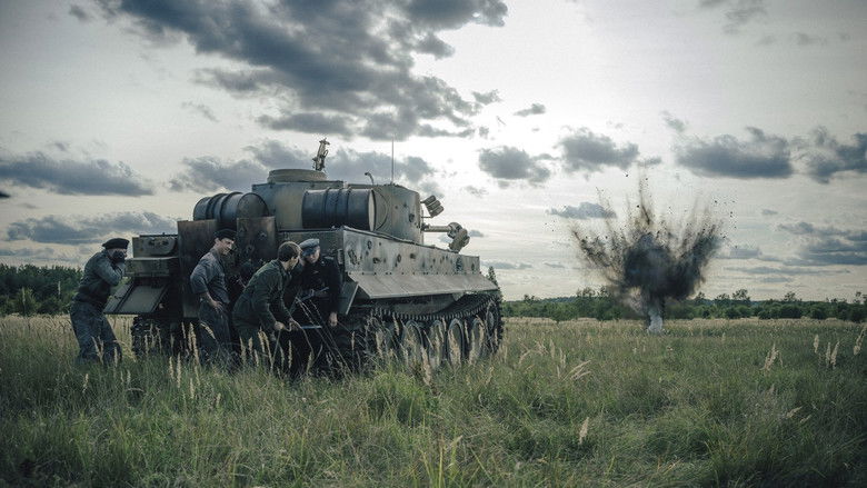The tank moving through ruins