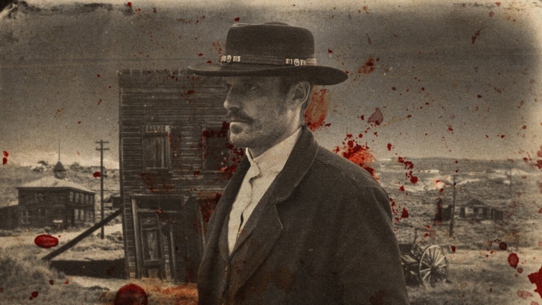 A tense standoff in Tombstone’s dusty streets, the camera low to the ground, emphasizing the weight of every shadow.