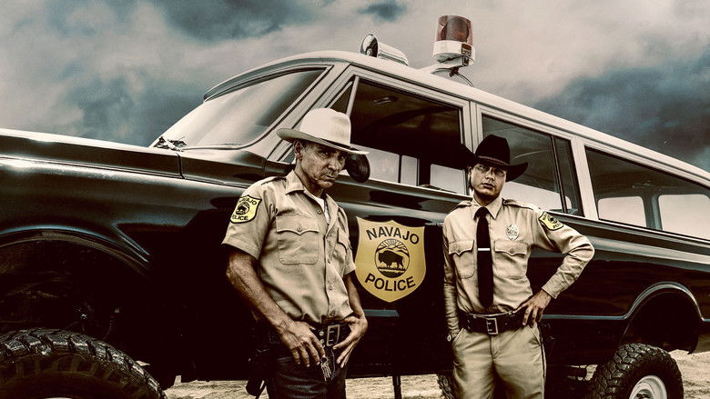 Tribal Police officers investigating a dusty crime scene