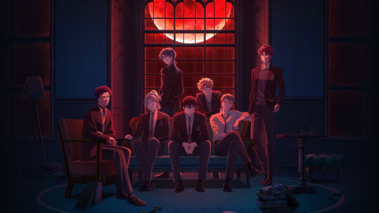 A dramatic confrontation at Decelis Academy under the glow of a blood-red sky