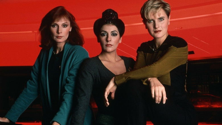 Picard and crew in the observation lounge