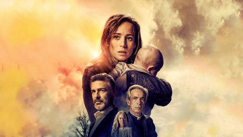 Amaia Salazar stands in the rain, her face half-lit by a streetlamp, the Baztán valley shrouded in mist behind her.