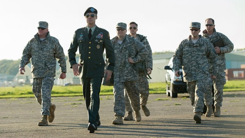 General McMahon addressing his troops with a manic, determined expression