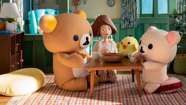 Kaoru and Rilakkuma share a quiet moment on the couch, the bear's zipper half-unzipped as if inviting her into his world of endless relaxation.