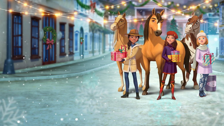 Lucky and her friends huddled in a snowy forest, their breath visible in the cold air