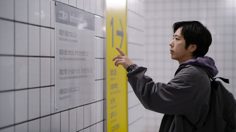 The Lost Man examining the yellow signs