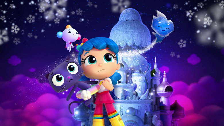 True and Bartleby standing before the frozen Rainbow Kingdom, their breath visible in the cold air