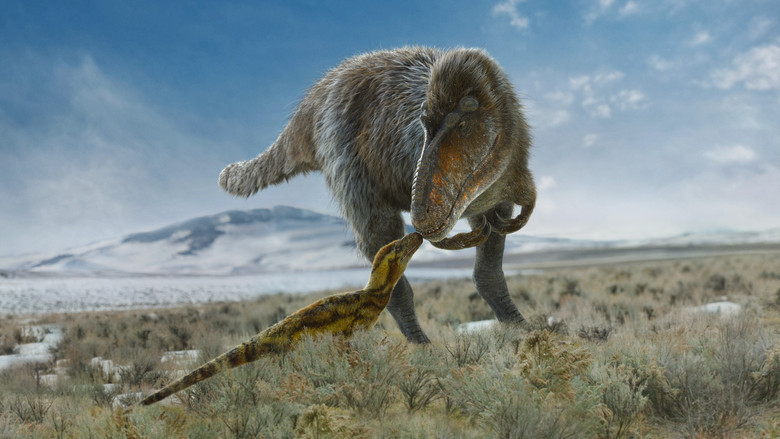 A prehistoric creature surviving in a harsh environment